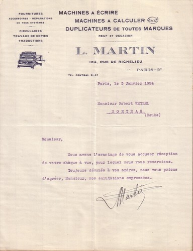 Paris lettre martin - -,